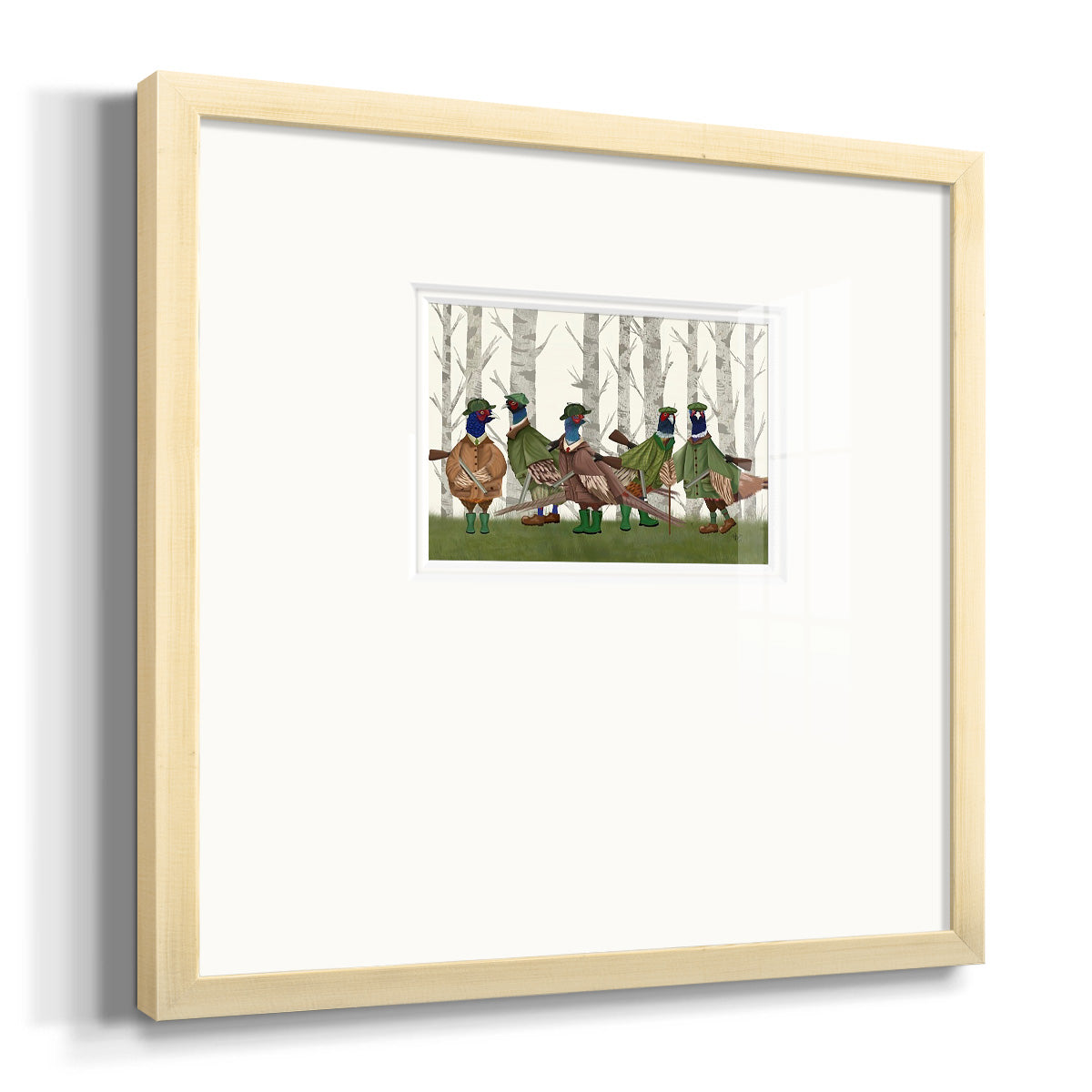 Pheasant Shooting Party Group 3 Premium Framed Print Double Matboard