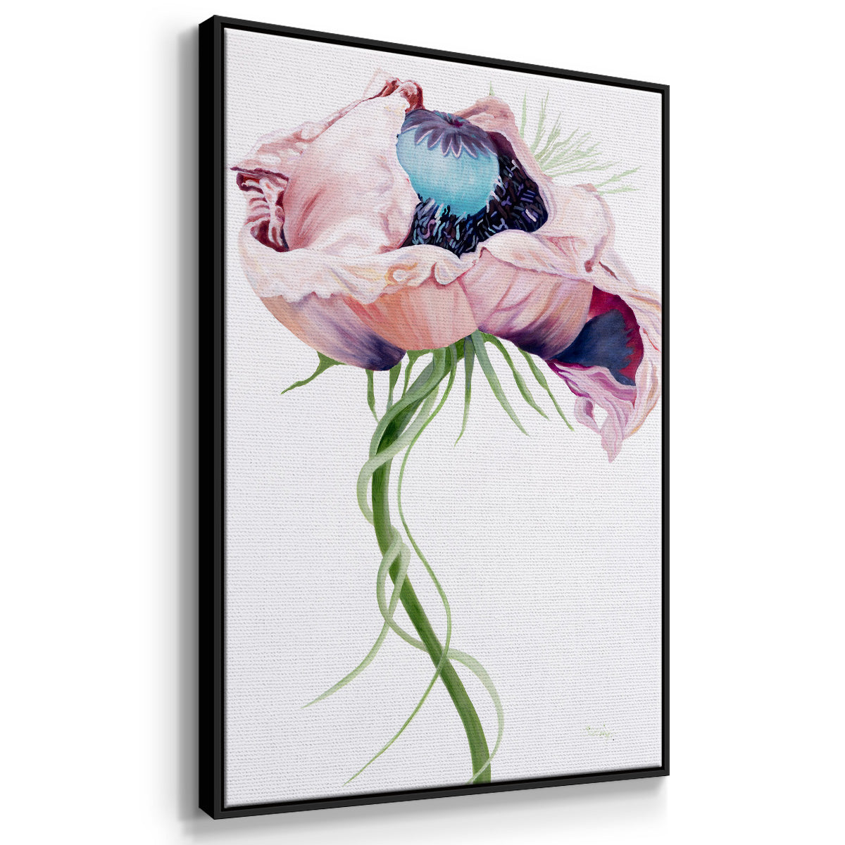 Paris Poppy II - Framed Premium Gallery Wrapped Canvas L Frame - Ready to Hang
