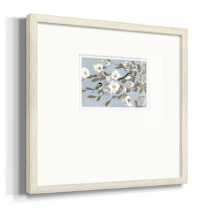 Chickadees and Blossoms I Premium Framed Print Double Matboard