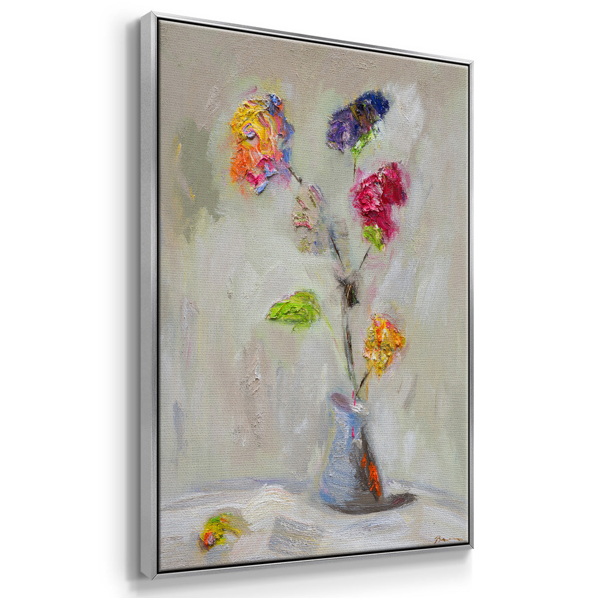 Neoplitan Floral - Framed Premium Gallery Wrapped Canvas L Frame - Ready to Hang