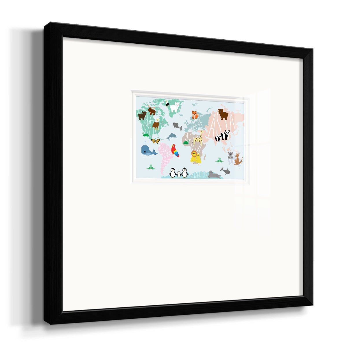Animal Map Premium Framed Print Double Matboard