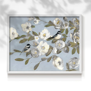 44431,birds,flowers,artwork,home decor,blue background,frame,painting,nature,modern design,interior decoration,blooming,soft hues,decorative piece,wall art,tranquility,flora,fauna,spring theme,artist,creative expression,composition,lifestyle,gift idea,elegance,aesthetics,colorful,garden,charm,relaxation,beauty,light,pastel,harmony,visual art,nature-inspired,chic,floral design,birds perched,serenity,Re-stickable,Plants & Flowers