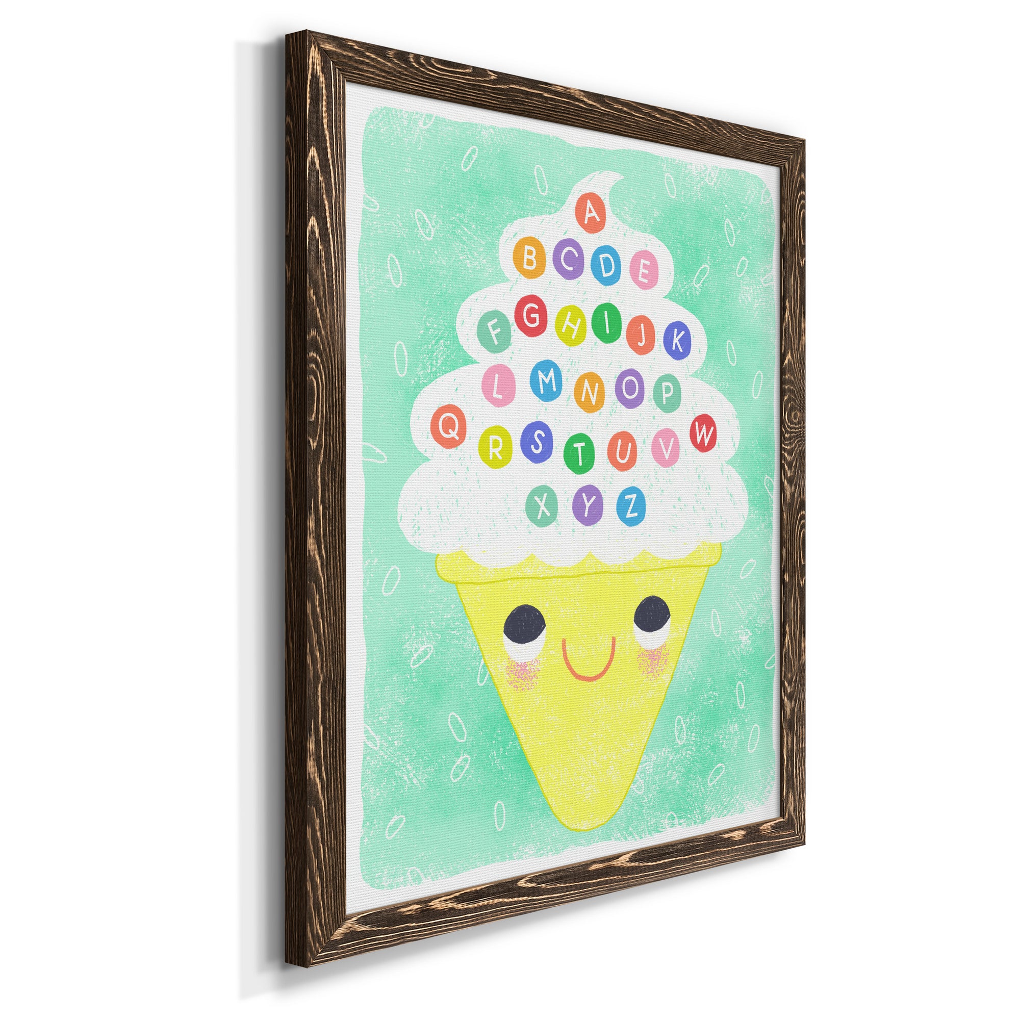 Ice Cream Alphabet - Premium Canvas Framed in Barnwood - Ready to Hang