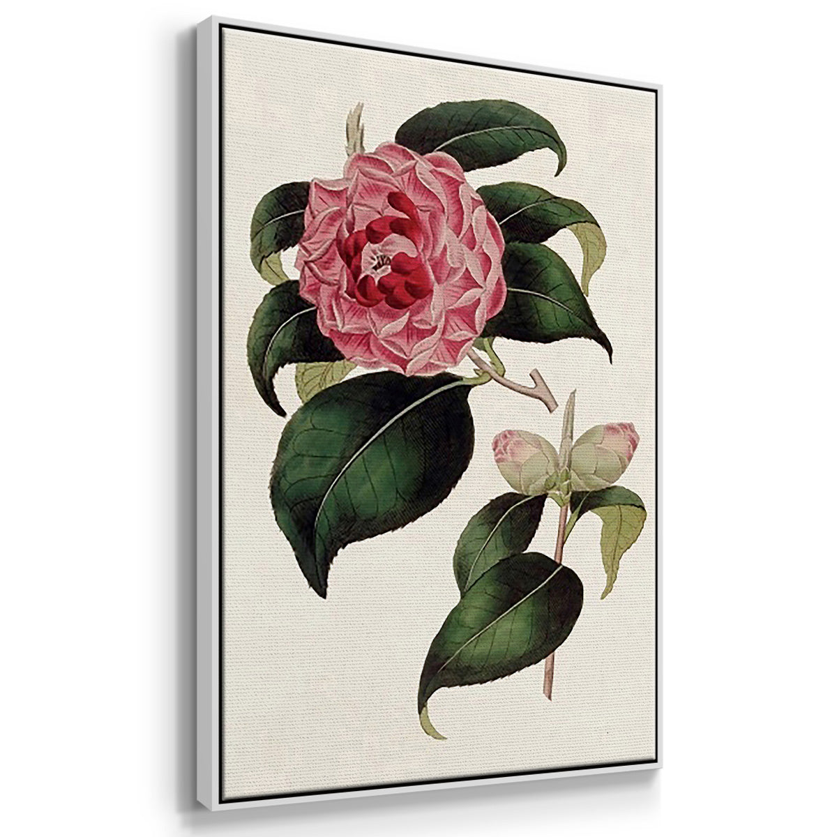 Pink Floral Mix I - Framed Premium Gallery Wrapped Canvas L Frame 3 Piece Set - Ready to Hang