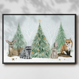 Christmas in the Forest Collection A - Framed Gallery Wrapped Canvas in Floating Frame