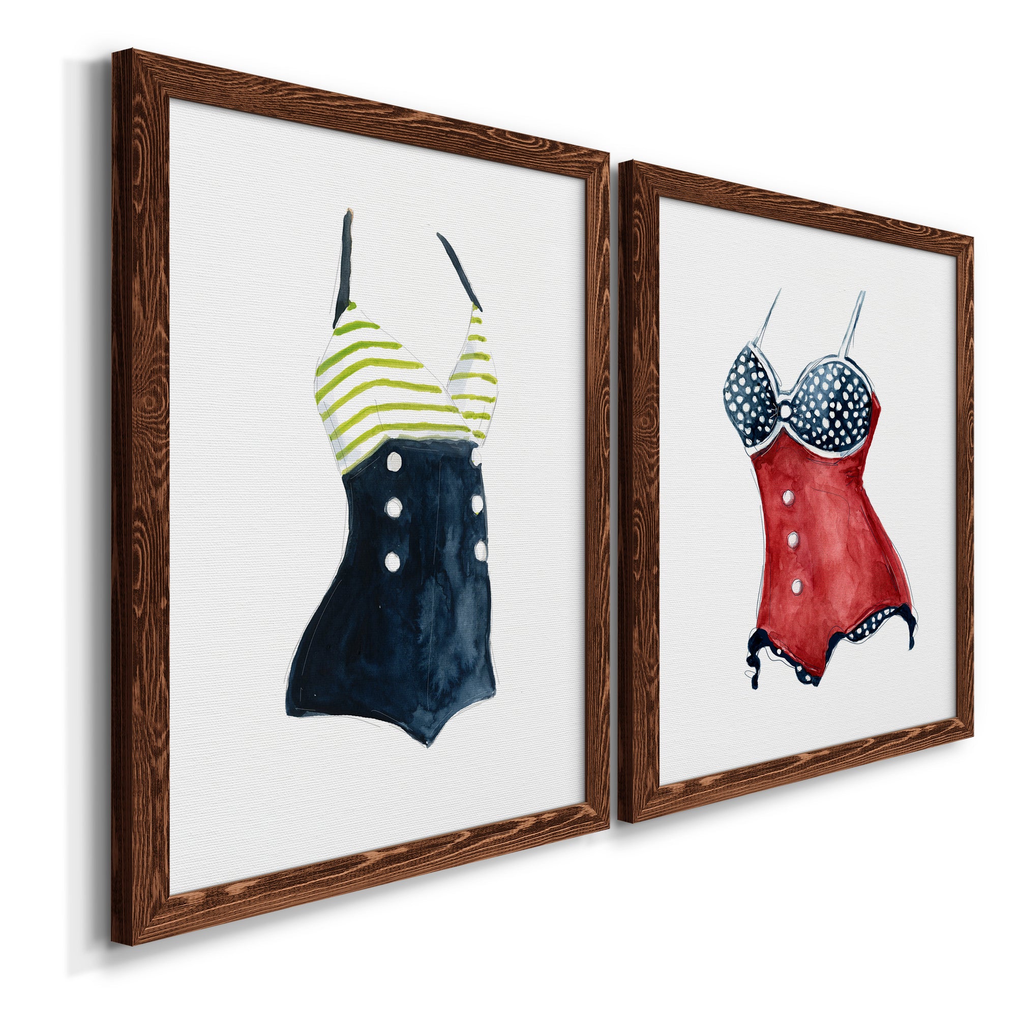 Vintage Swimwear I- Premium Framed Canvas in Barnwood - Ready to Hang