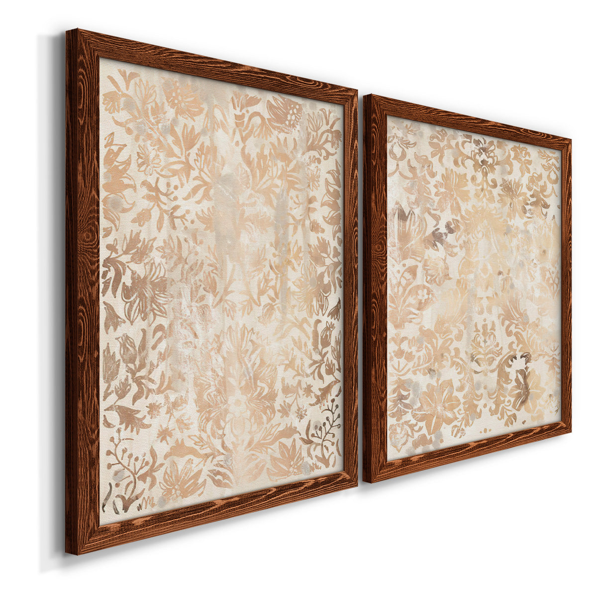 Walnut Damask I - Premium Framed Canvas 2 Piece Set - Ready to Hang