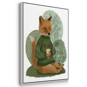 Hot Chocolate Bear - Framed Premium Gallery Wrapped Canvas L Frame 3 Piece Set - Ready to Hang