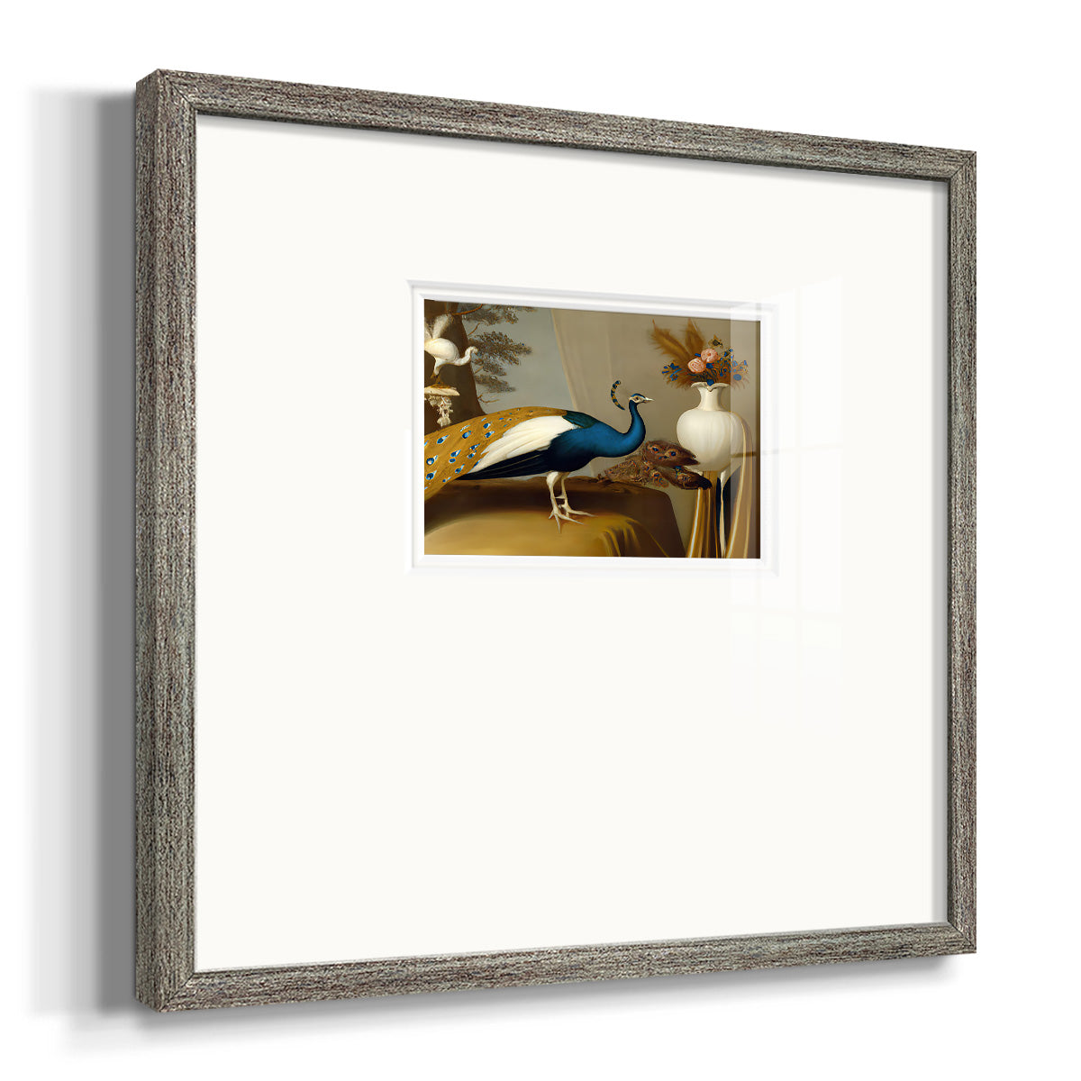 Golden Peacock v Premium Framed Print Double Matboard