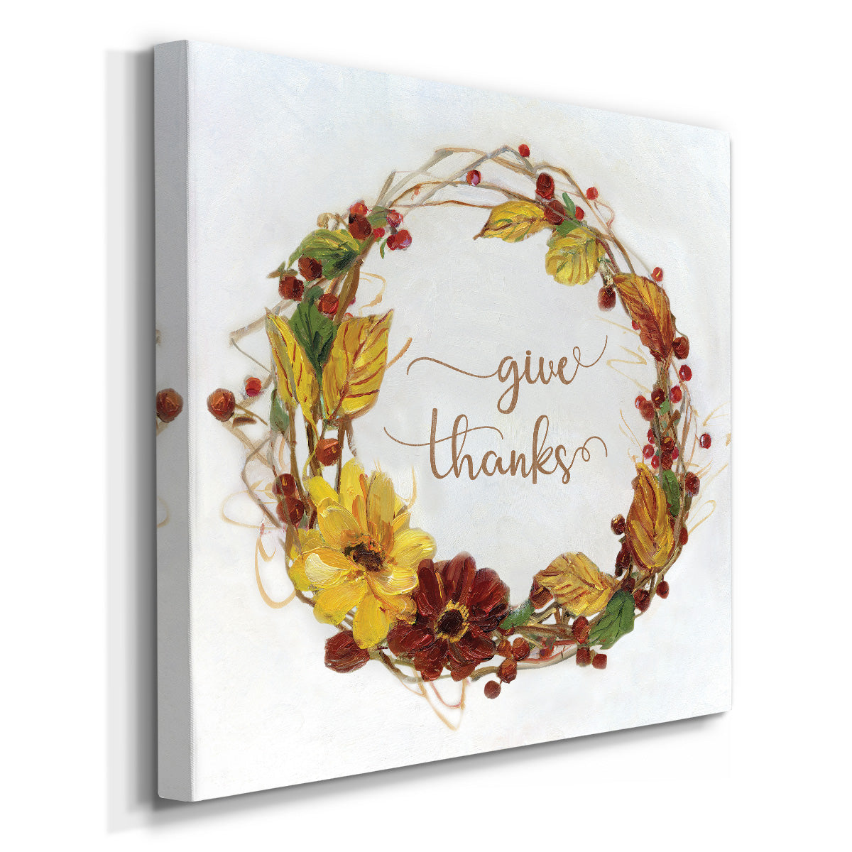Give Thanks Wreath-Premium Gallery Wrapped Canvas - Ready to Hang