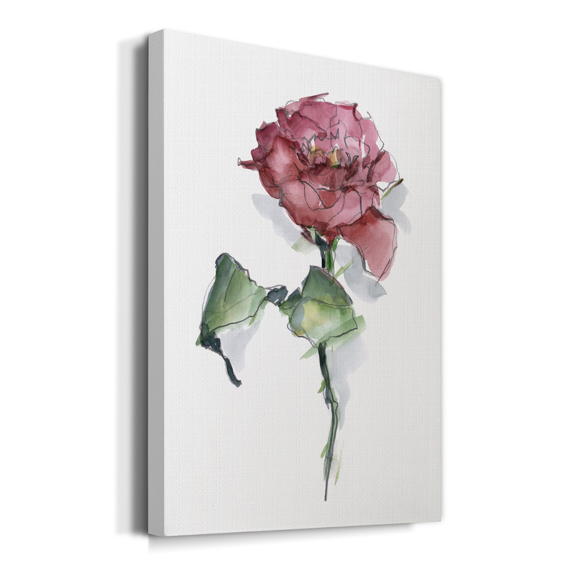 Watercolor Floral Contour I Premium Gallery Wrapped Canvas - Ready to Hang