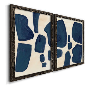 Blue Pieces I - Barnwood Framed Canvas Set
