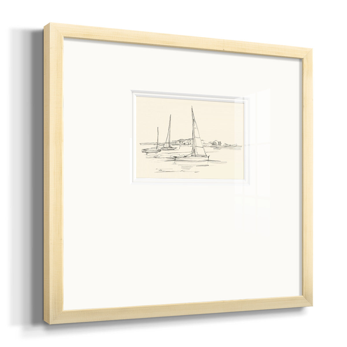 Coastal Contour Sketch I Premium Framed Print Double Matboard