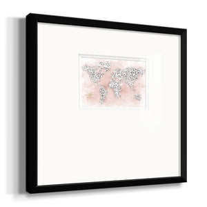 Pink Cheetah Map Premium Framed Print Double Matboard