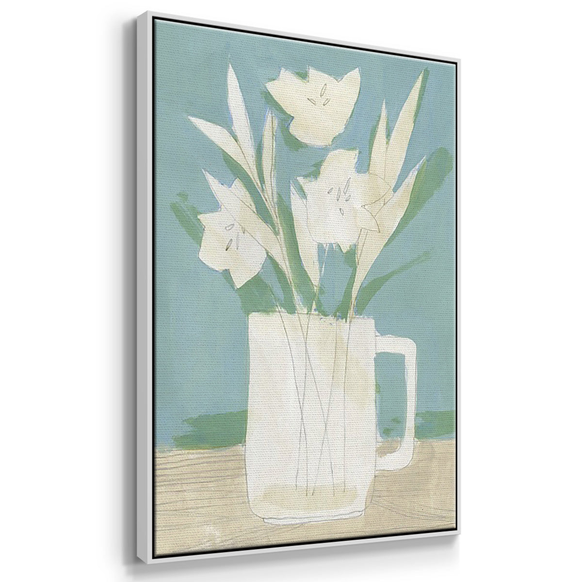 Muted Spring Arrangement I - Framed Premium Gallery Wrapped Canvas L Frame 3 Piece Set - Ready to Hang