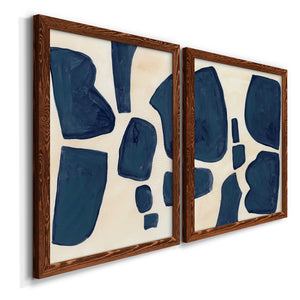 Blue Pieces I - Barnwood Framed Canvas Set