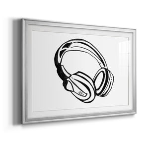 Headphones Sketch - Modern Framed Art Print
