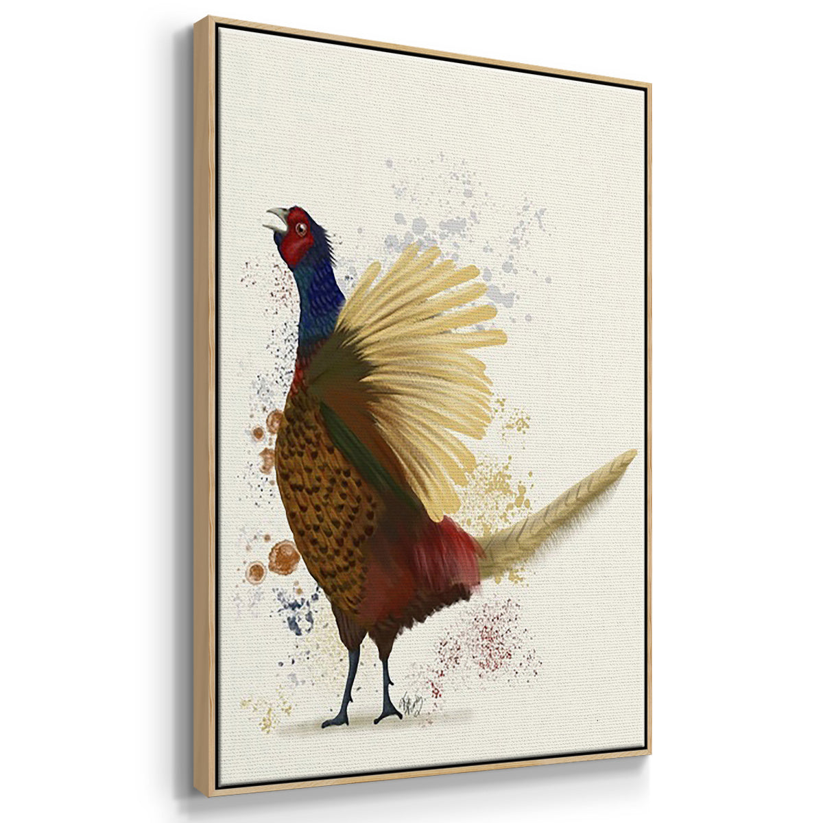 Pheasant Shooting Party 5 - Framed Premium Gallery Wrapped Canvas L Frame 3 Piece Set - Ready to Hang