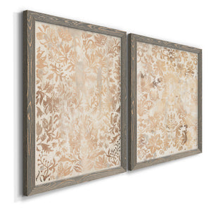 Walnut Damask I - Premium Framed Canvas 2 Piece Set - Ready to Hang