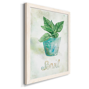 Potted Basil - Premium Canvas Framed in Barnwood - Ready to Hang