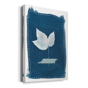 Cyanotype Pressed Leaves II Premium Gallery Wrapped Canvas - Ready to Hang