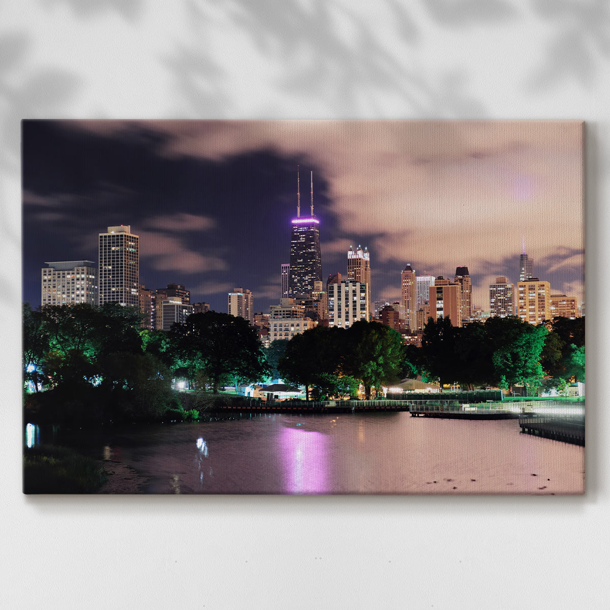 Chicago Park at Night - Gallery Wrapped Canvas