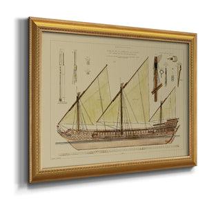 Antique Ship Plan VI Premium Framed Canvas- Ready to Hang