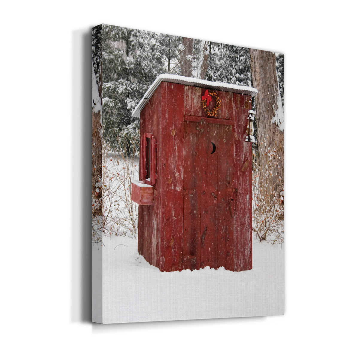 Holiday Outhouse Premium Gallery Wrapped Canvas - Ready to Hang