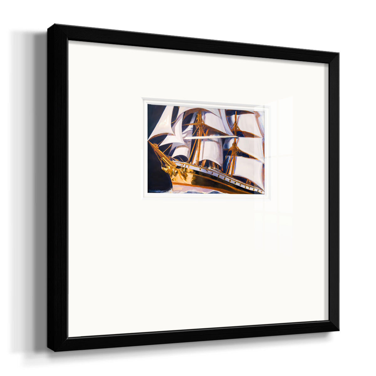 Golden Ship Premium Framed Print Double Matboard