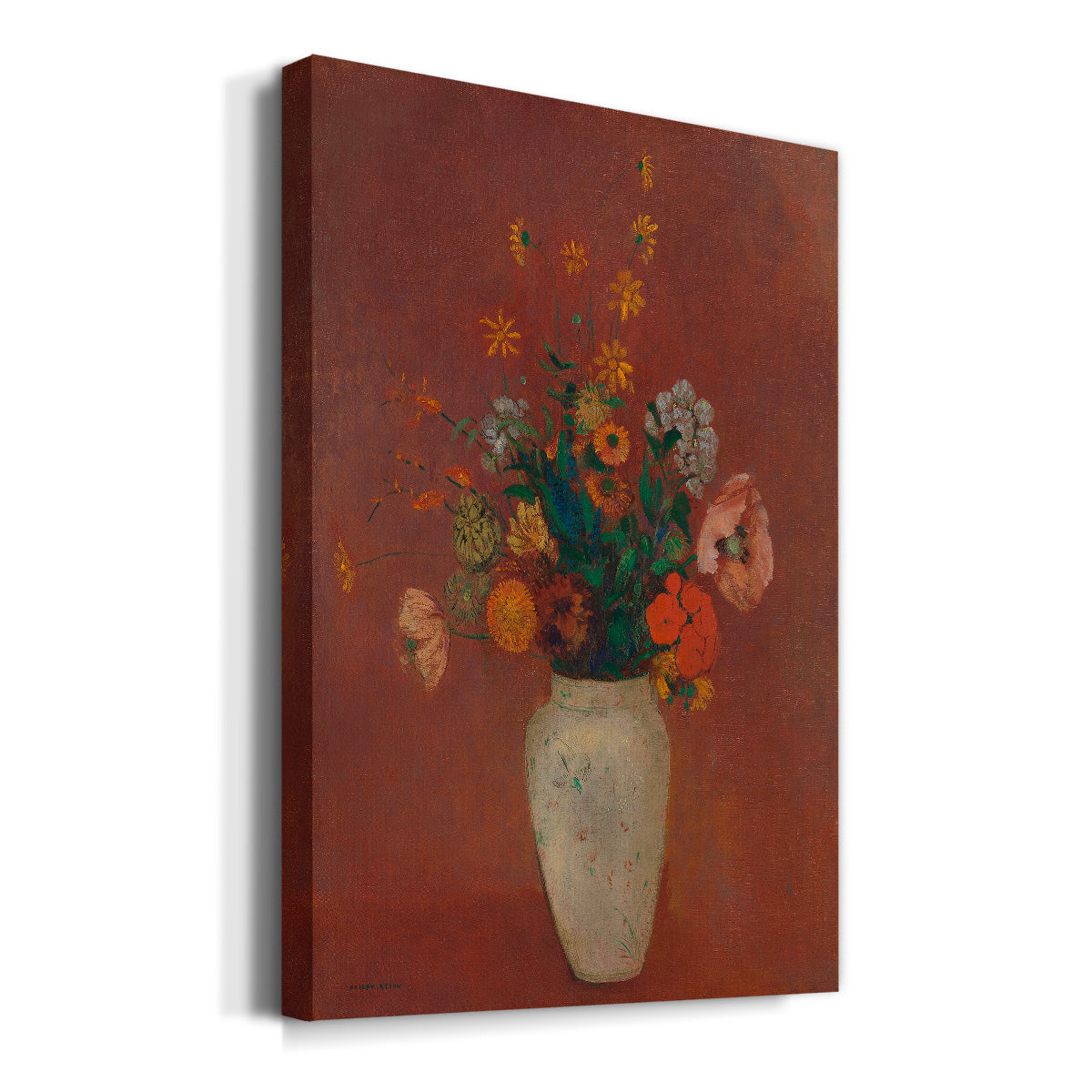 Bouquet in a Chinese Vase Premium Gallery Wrapped Canvas - Ready to Hang