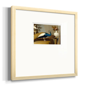 Golden Peacock v Premium Framed Print Double Matboard