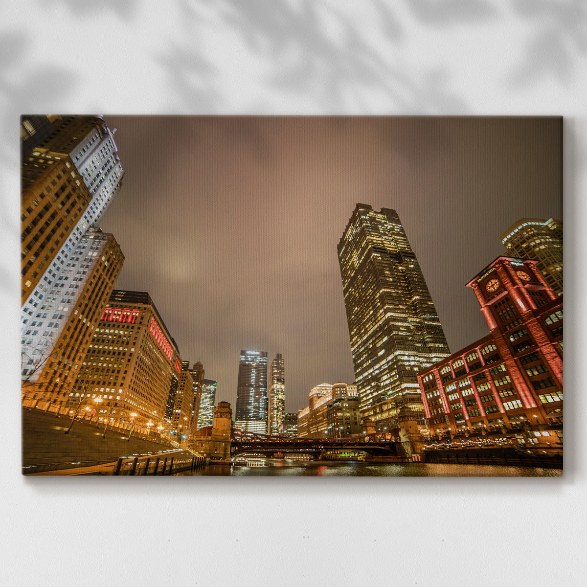Chicago River From Below - Gallery Wrapped Canvas