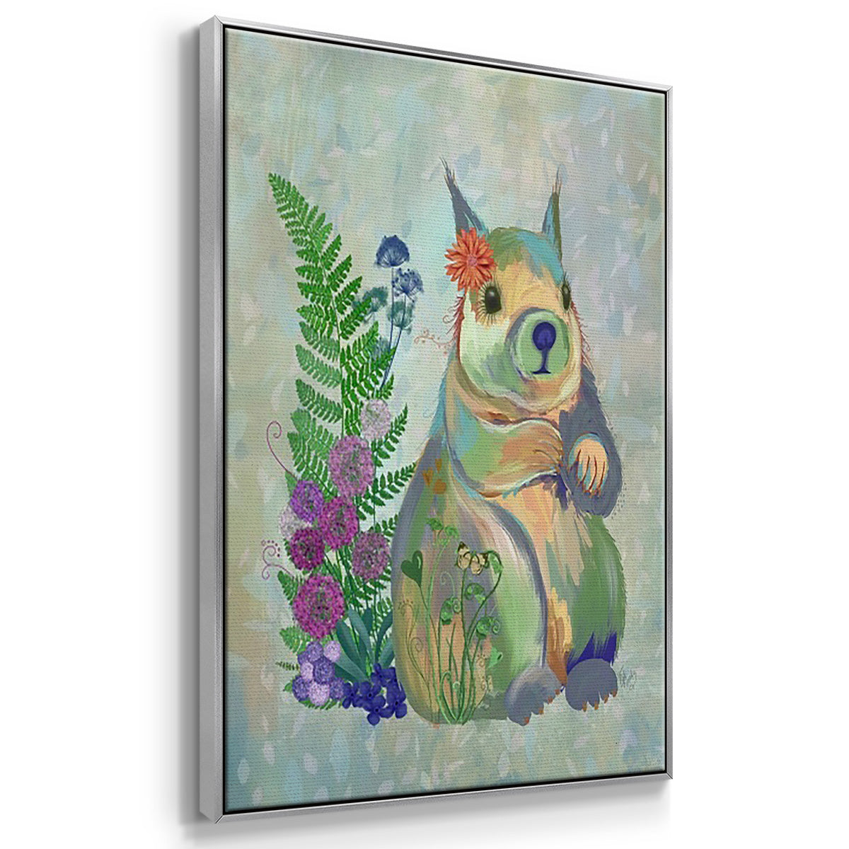 Fantastic Florals Owl - Framed Premium Gallery Wrapped Canvas L Frame 3 Piece Set - Ready to Hang