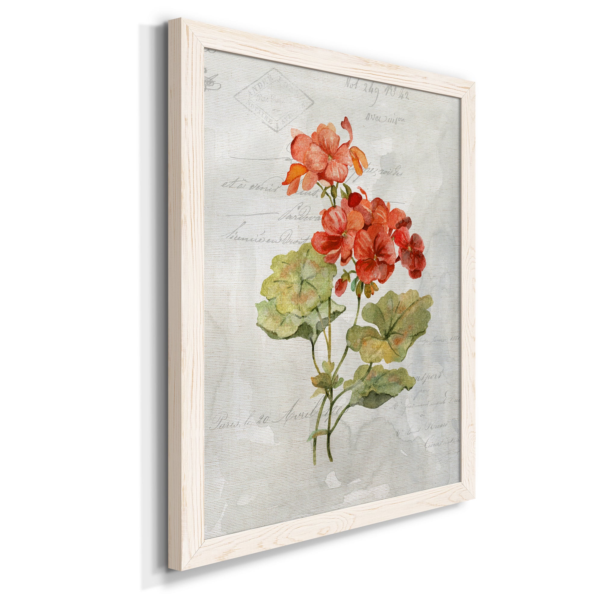 Linen Geranium - Premium Canvas Framed in Barnwood - Ready to Hang