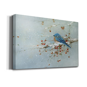 Blue Bird in Winter - Premium Gallery Wrapped Canvas  - Ready to Hang