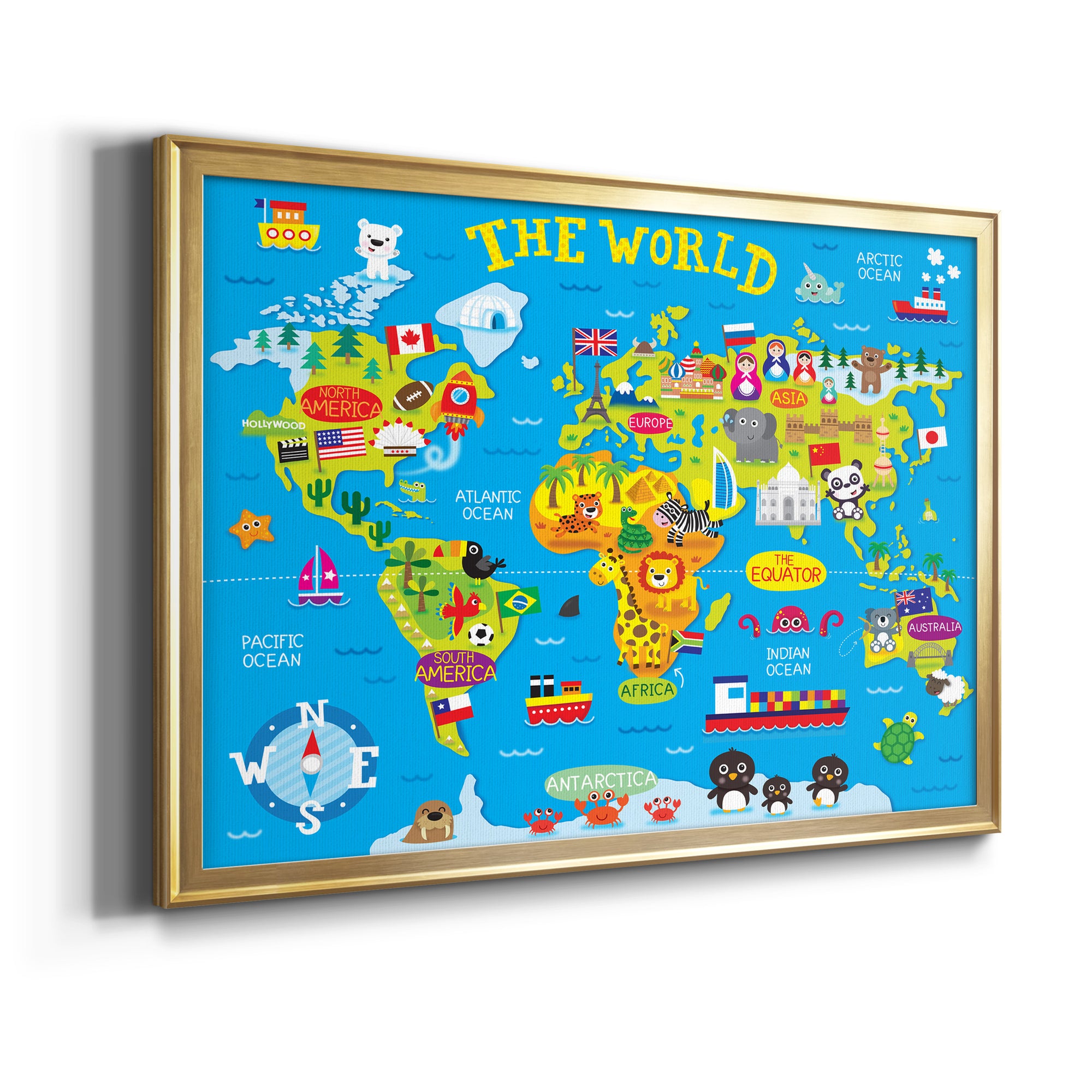 World Map Premium Classic Framed Canvas - Ready to Hang
