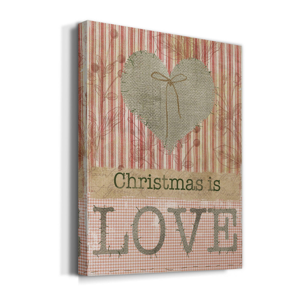 Burlap Christmas Love Premium Gallery Wrapped Canvas - Ready to Hang