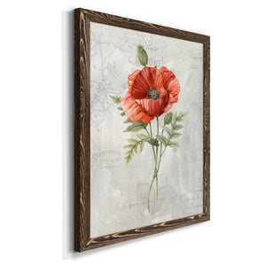 Linen Poppy - Premium Canvas Framed in Barnwood - Ready to Hang