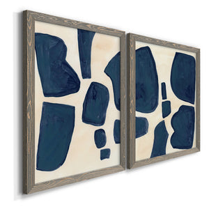 Blue Pieces I - Barnwood Framed Canvas Set