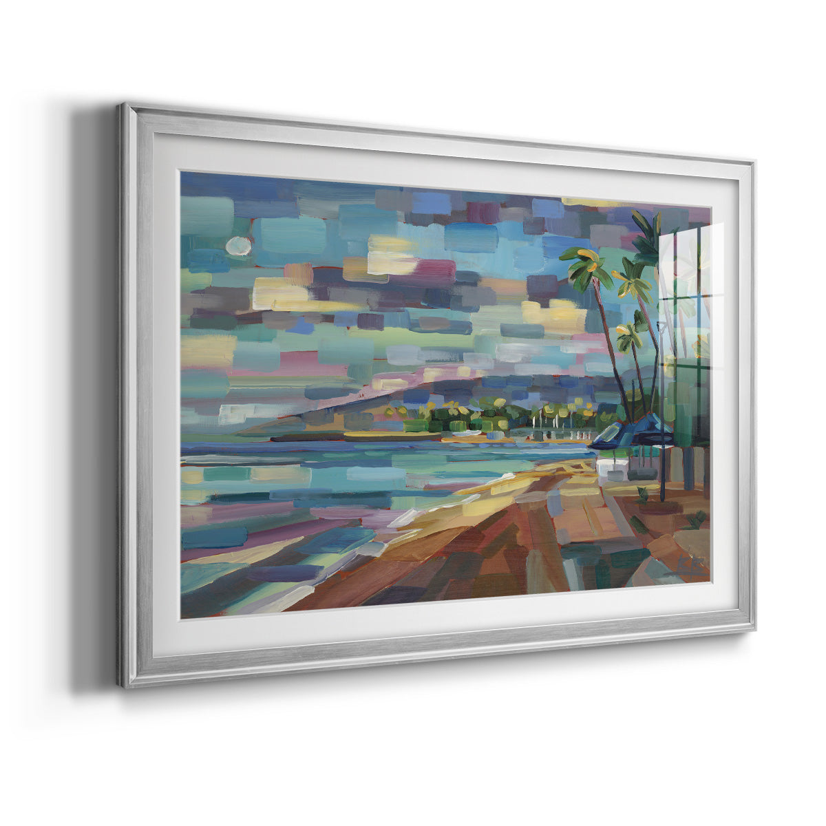 Morning Moon Over Waikiki Premium Framed Print - Ready to Hang