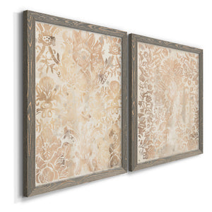 Walnut Damask III - Premium Framed Canvas 2 Piece Set - Ready to Hang