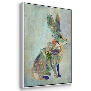 Fantastic Florals Fox, Sitting - Framed Premium Gallery Wrapped Canvas L Frame 3 Piece Set - Ready to Hang
