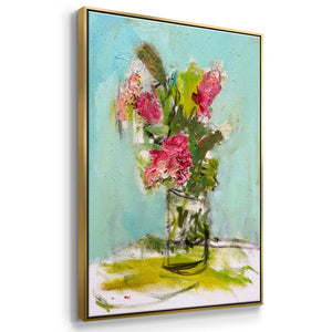 TURQUOISE LILLY - Framed Premium Gallery Wrapped Canvas L Frame - Ready to Hang