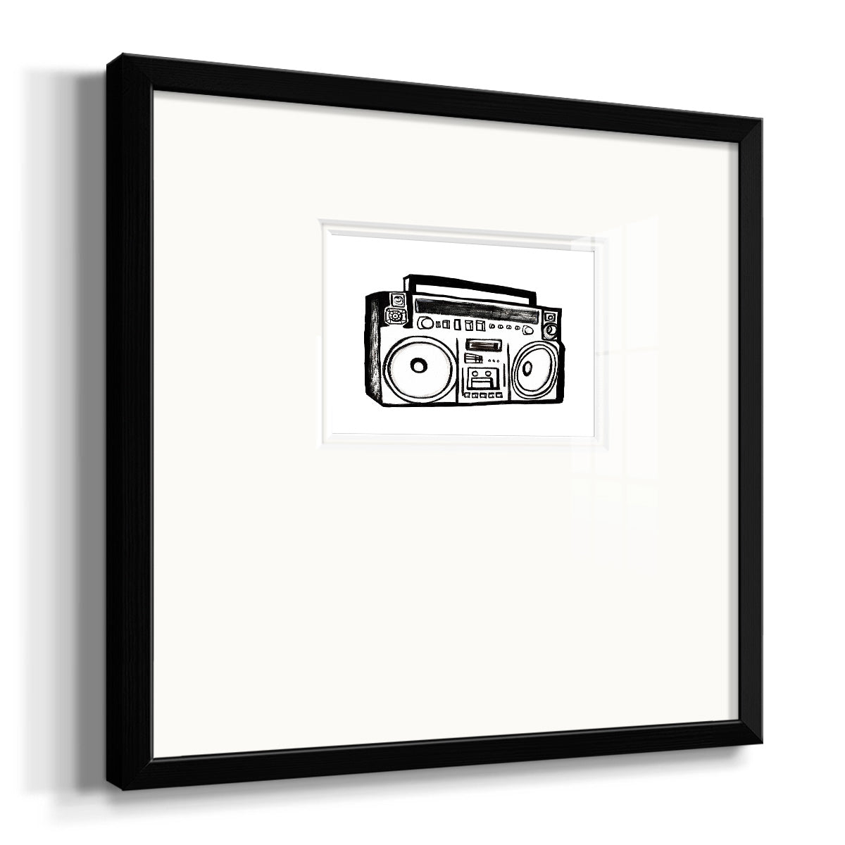Boombox Sketch Premium Framed Print Double Matboard