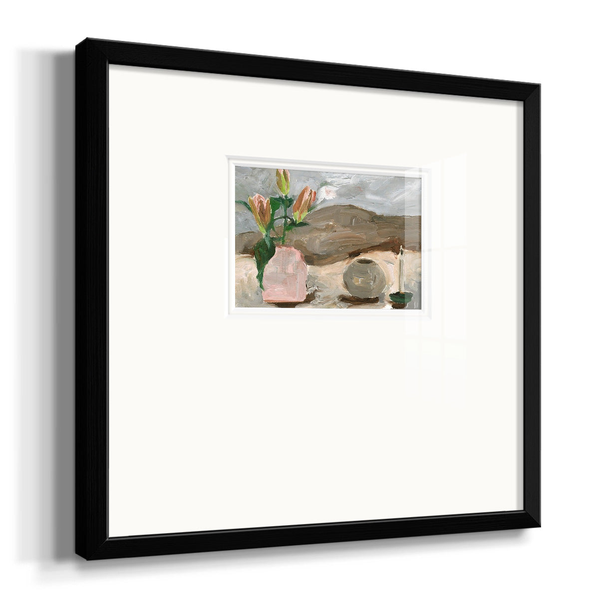Vase of Pink Flowers V Premium Framed Print Double Matboard