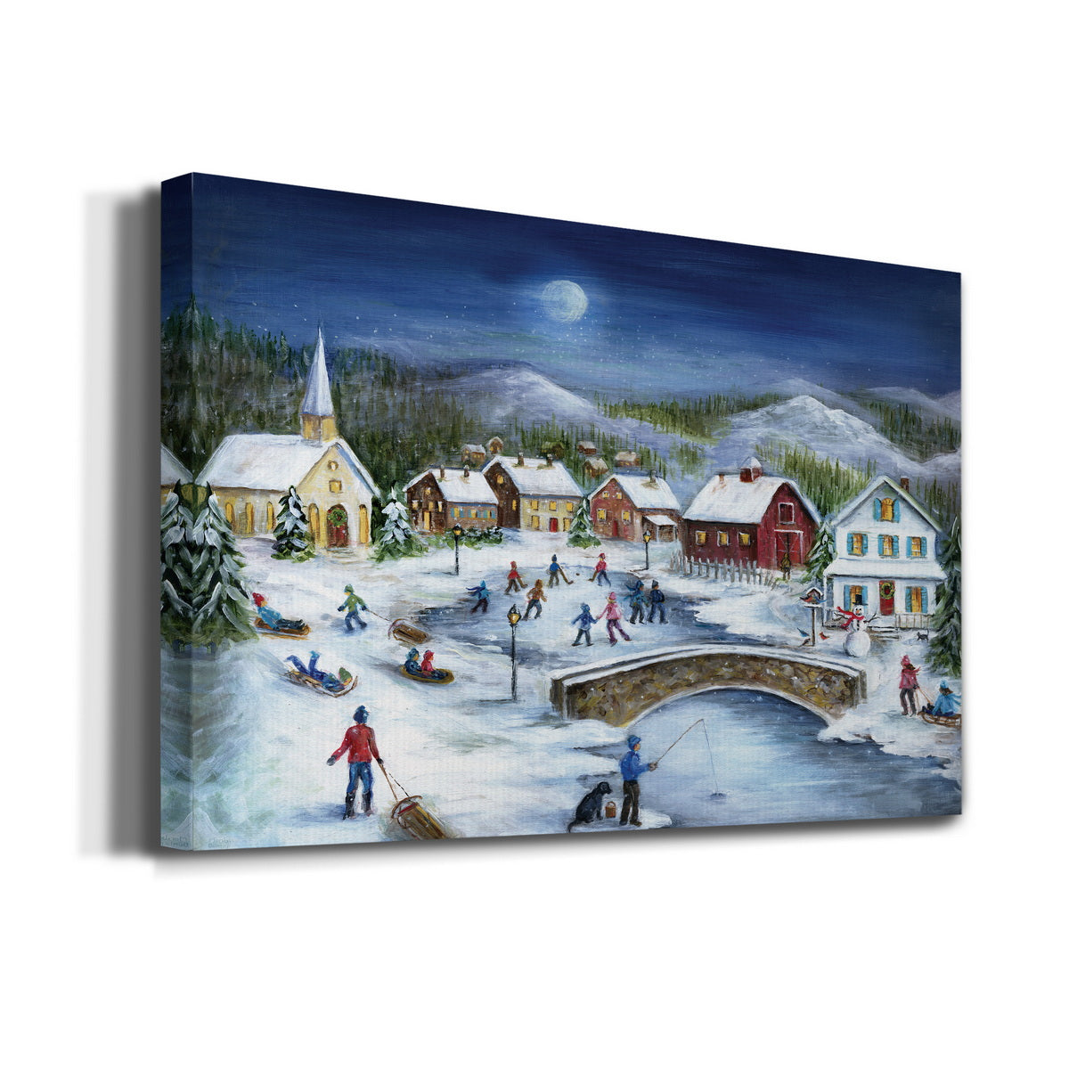 Moonlit Skaters - Premium Gallery Wrapped Canvas  - Ready to Hang