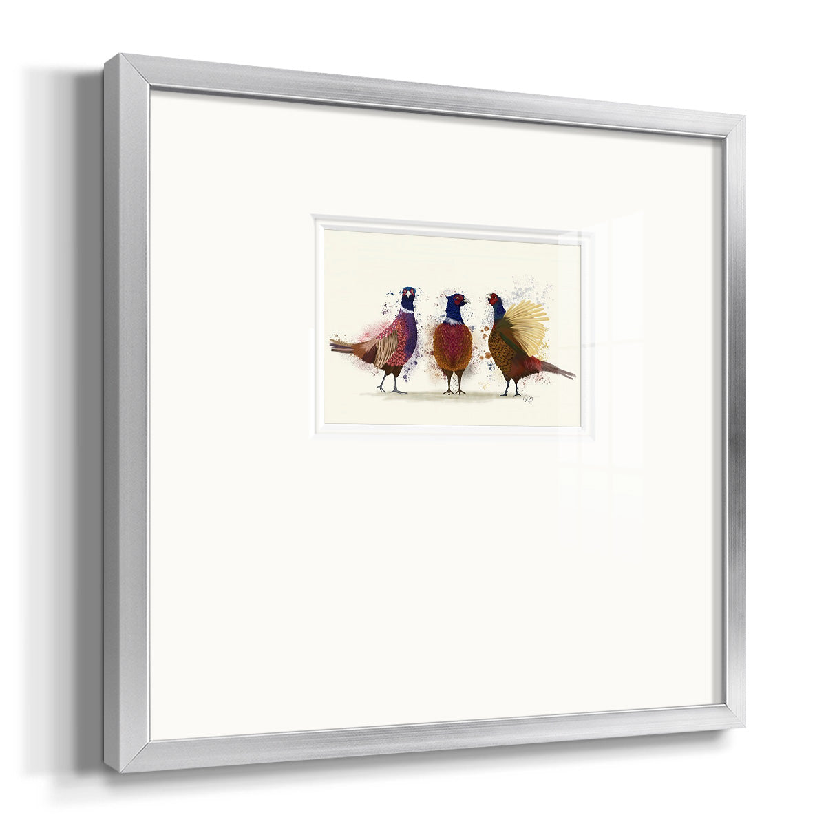Pheasant Trio Premium Framed Print Double Matboard
