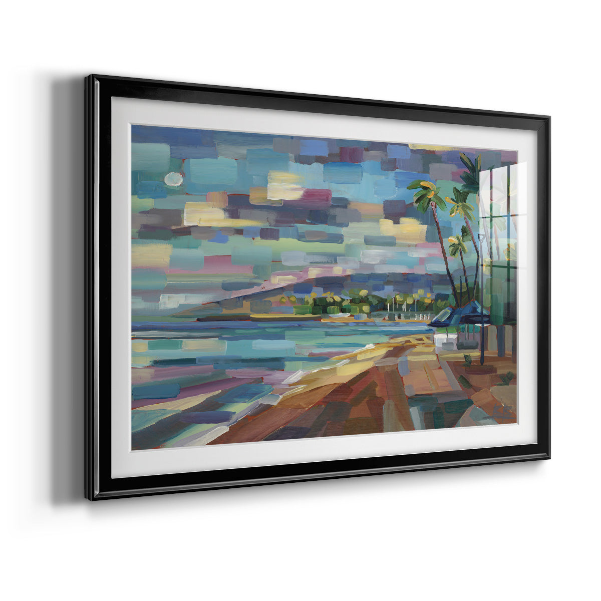 Morning Moon Over Waikiki Premium Framed Print - Ready to Hang