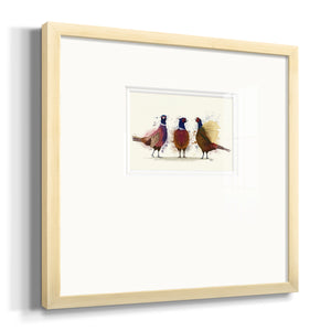 Pheasant Trio Premium Framed Print Double Matboard