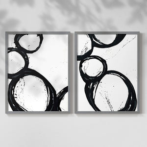 Colorful geometric landscape artwork depicting a coastal view with blue waters and green hills during daytime